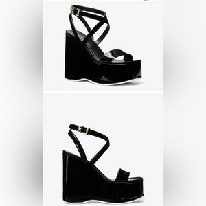Michael Kors Glossy Black Platform Sandals